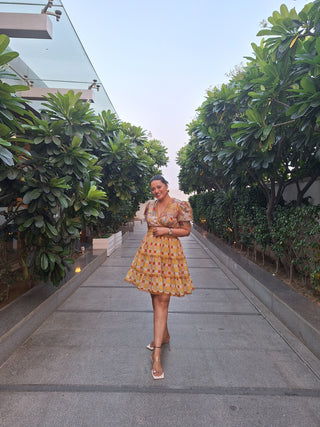 Jane Half Sleeve Ochre Dress