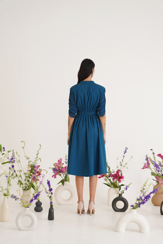 Tiara Teal Cotton Dress