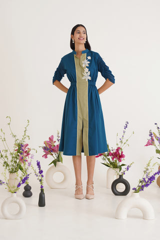 Tiara Teal Cotton Dress
