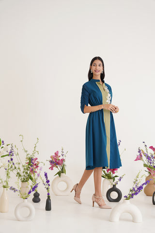 Tiara Teal Cotton Dress