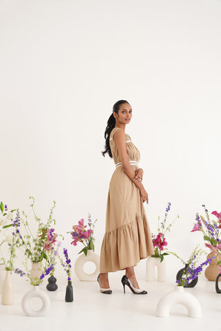 Sienna Beige Midi Dress