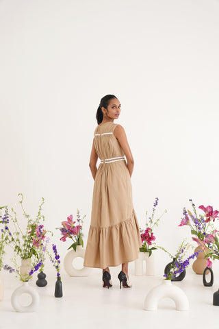 Sienna Beige Midi Dress