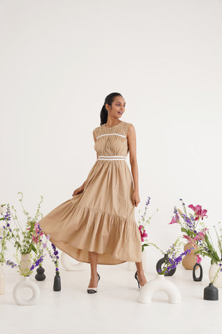 Sienna Beige Midi Dress