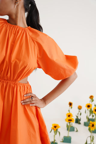 Natalie Orange Cotton Dress