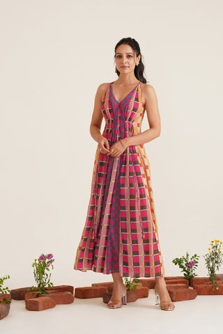Simone Checked Maxi Dress