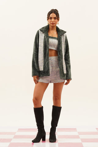 Vaila Tweed and Fur Jacket