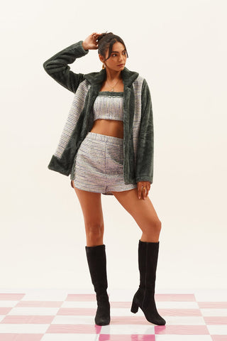 Vaila Tweed and Fur Jacket