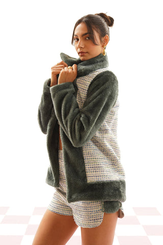 Vaila Tweed and Fur Jacket