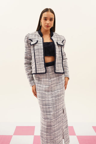 Zaria Tweed Open Jacket
