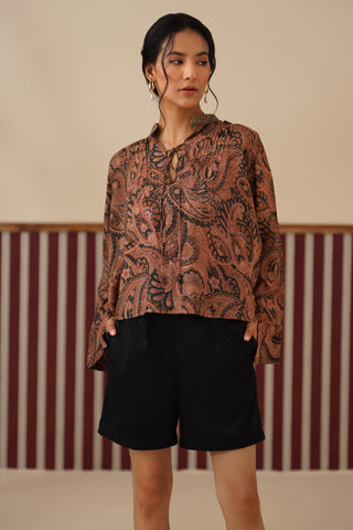 Zaya Paisley Pintuck Blouse