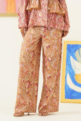 Aura Printed Ochre Pants