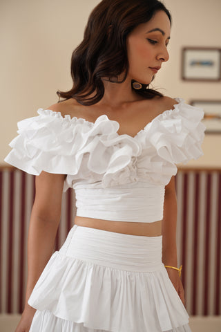 Lucine White Ruffled Top