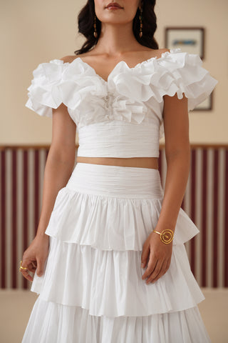 Lucine White Ruffled Top
