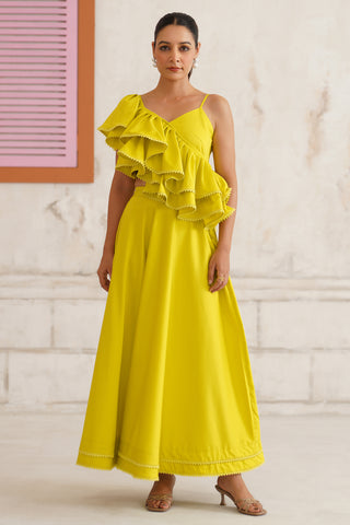 Solene Chartreuse Flounce Set