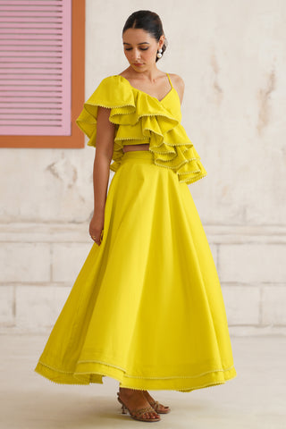 Solene Chartreuse Flounce Top
