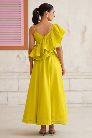 Solene Chartreuse Flounce Top
