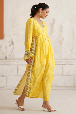 Elira Yellow Kaftan Dress
