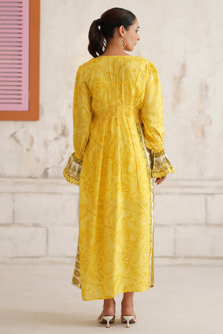 Elira Yellow Kaftan Dress