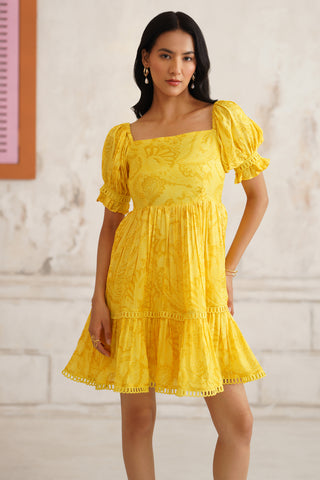 Calista Paisley Yellow Dress