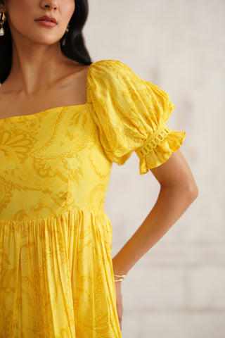 Calista Paisley Yellow Dress