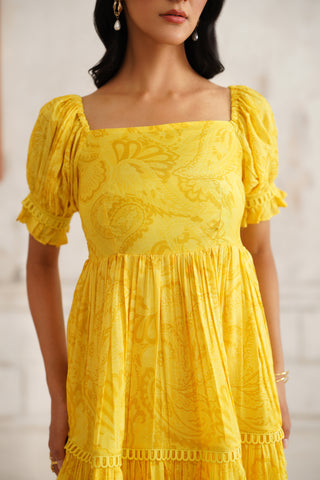 Calista Paisley Yellow Dress
