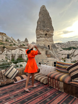 Natalie Orange Cotton Dress