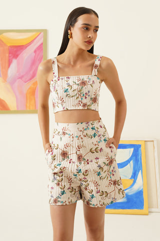 Fiora White Puffer Crop Top