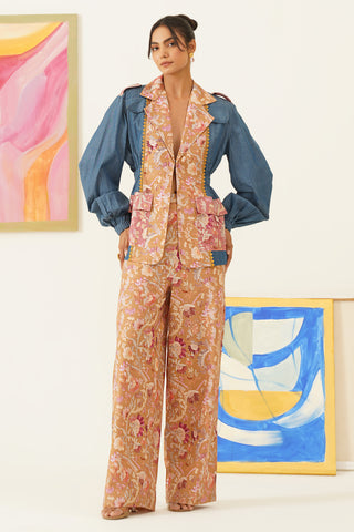 Aura Printed Ochre Pants
