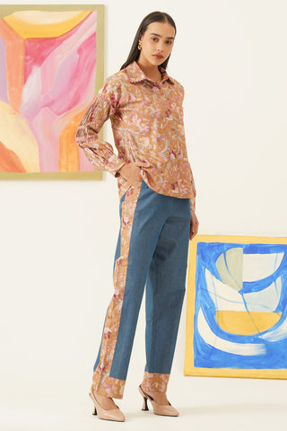 Fleur Printed Ochre Shirt