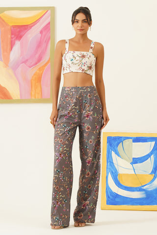Emara Printed Grey Pants