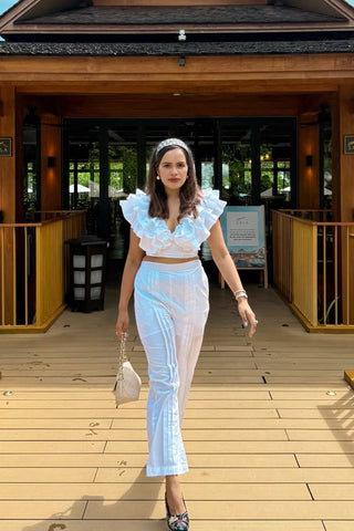 Virelle White Ruffled Set