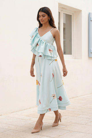 Camellia Embroidered Ruffled Set