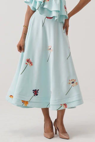 Camellia Embroidered Midi Skirt
