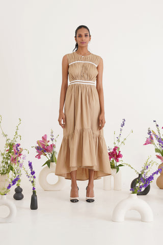 Sienna Beige Midi Dress