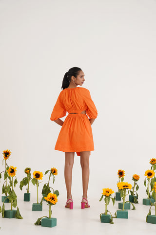 Natalie Orange Cotton Dress