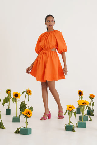 Natalie Orange Cotton Dress