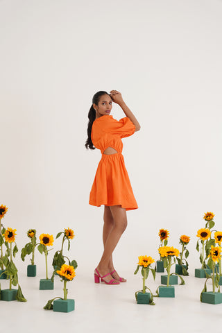 Natalie Orange Cotton Dress