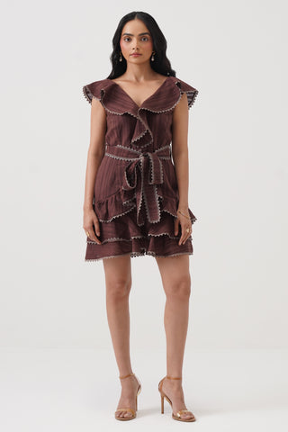 Bordeaux Flounced Skort Dress