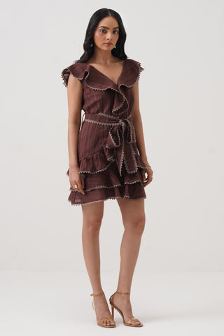 Bordeaux Flounced Skort Dress