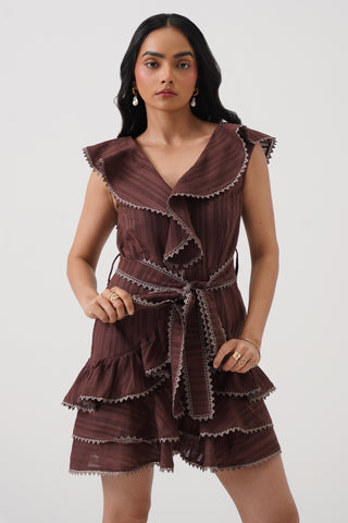 Bordeaux Flounced Skort Dress