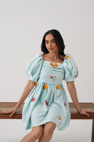 Bluebell Embroidered Puff Sleeve Dress