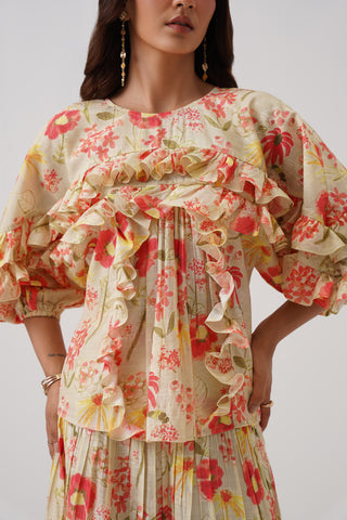 Poppy Bloom Ruffled Top