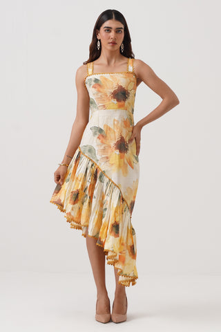 Soleil Asymmetric Printed Dress
