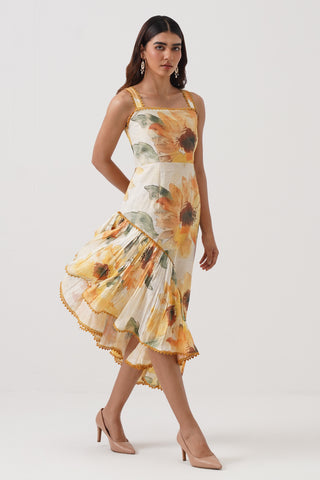 Soleil Asymmetric Printed Dress
