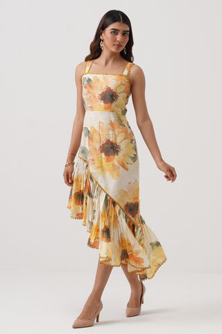 Soleil Asymmetric Printed Dress