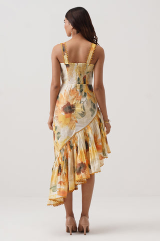 Soleil Asymmetric Printed Dress