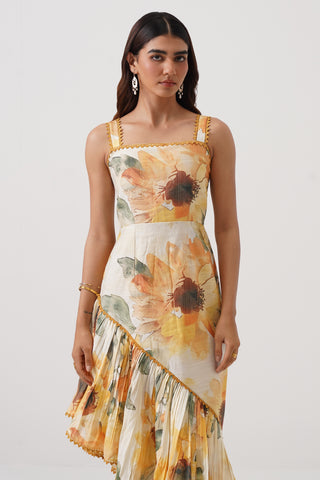 Soleil Asymmetric Printed Dress