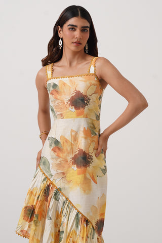 Soleil Asymmetric Printed Dress