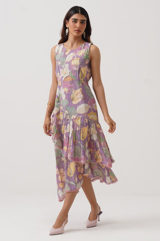 Iris Asymmetric Midi Dress