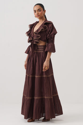 Merlot Tiered Maxi Skirt